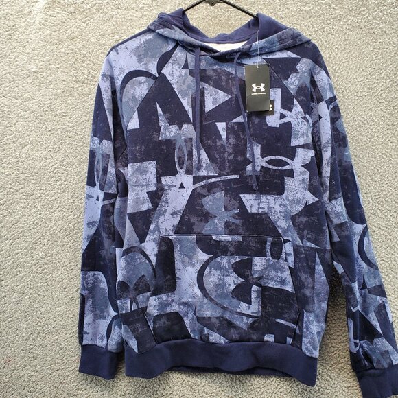Under Armour Men's Blue Macro Branded Rival Fleece Size Medium M Hoodie … - Picture 1 of 6